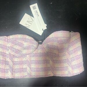 Zara Women's Pink and Purple Checkered Bustier